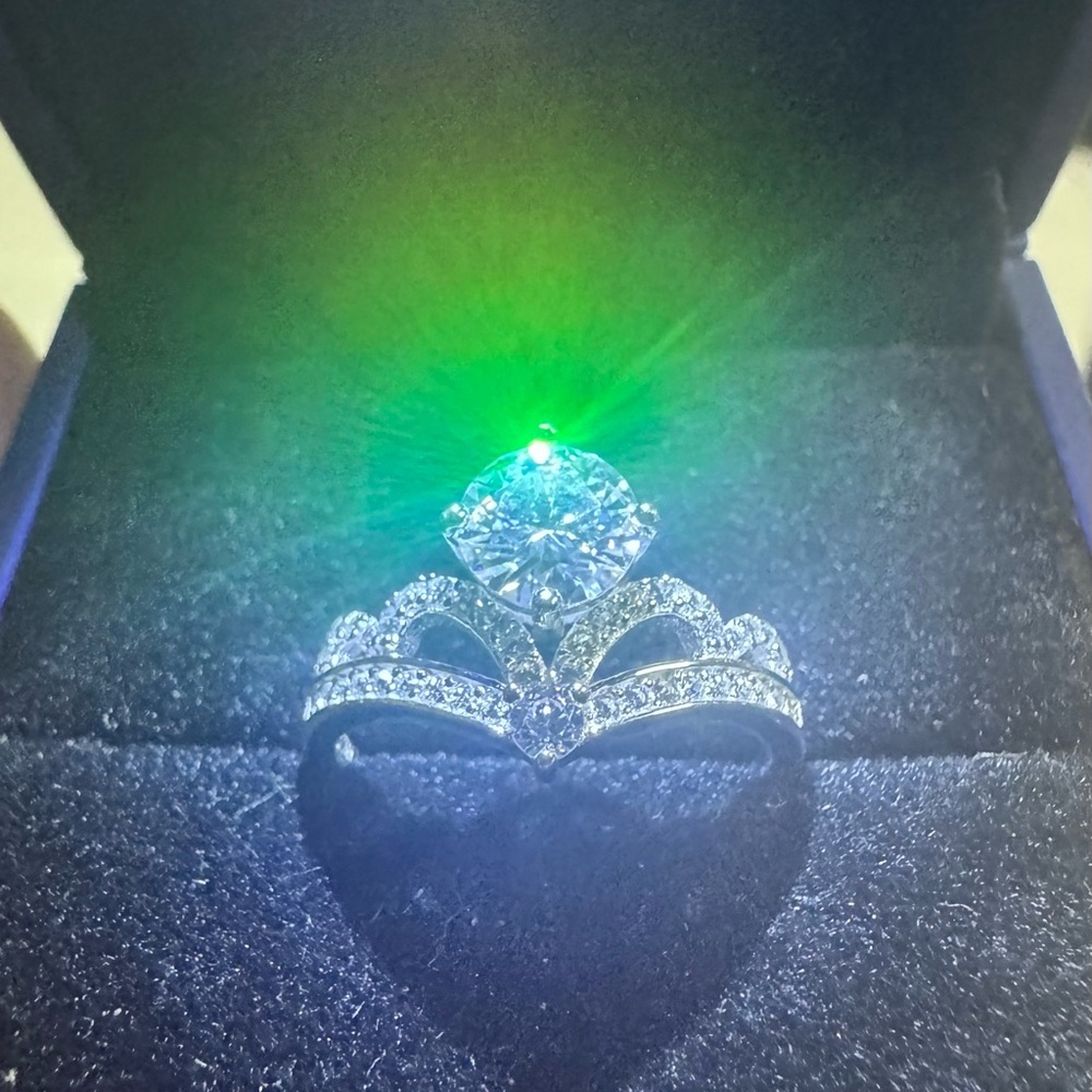 1 CT Moissanite, Ladies Engagement Ring, 925 Sterling, White Gold Plated, Size 8